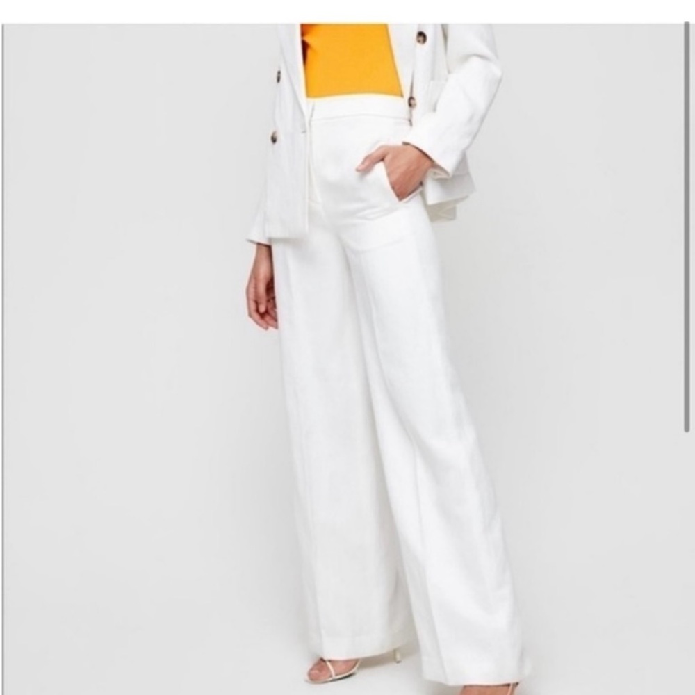 Wilfred Aritzia Cezzane wide leg trouser pant linen blend